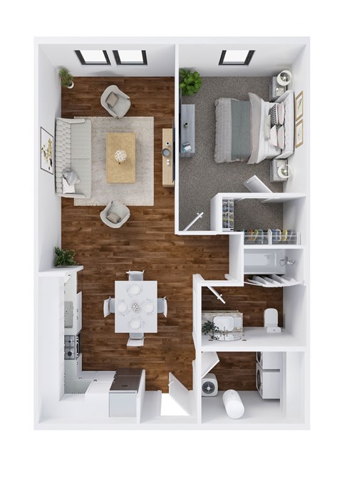 Floor plan for 1 bed, 1 bath, 816 sqft
